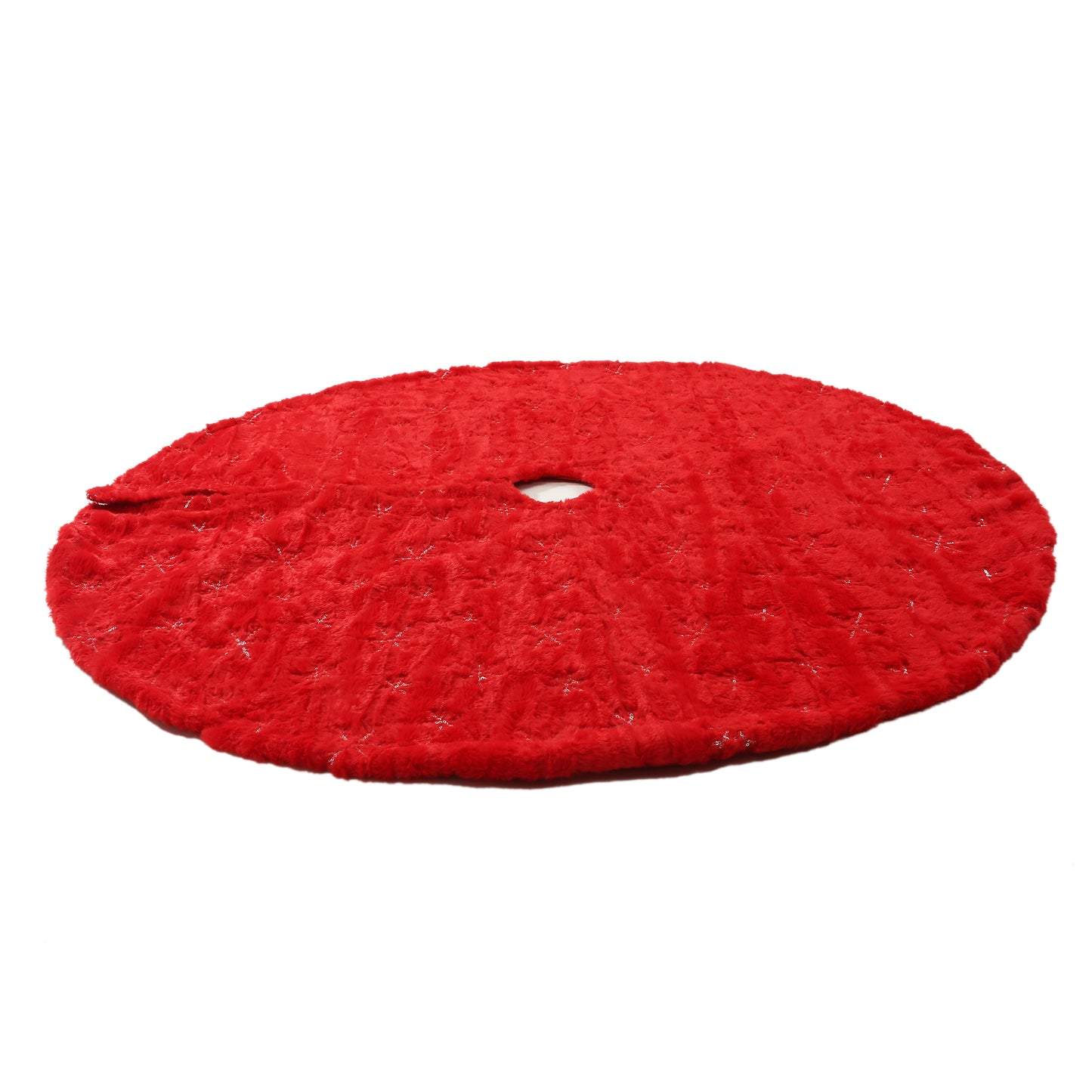 SINT 48 Inch Large Red Chritsmas Tree Skirt with Gold Snowflake