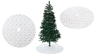 SINT 48 Inch Large White Chritsmas Tree Skirt with Gold Snowflake