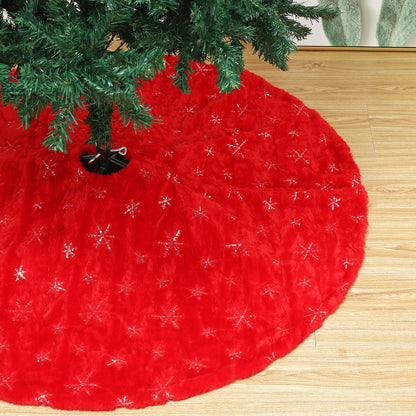 SINT 48 Inch Large Red Chritsmas Tree Skirt with Gold Snowflake