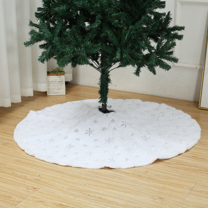 SINT 48 Inch Large White Chritsmas Tree Skirt with Silver Snowflake