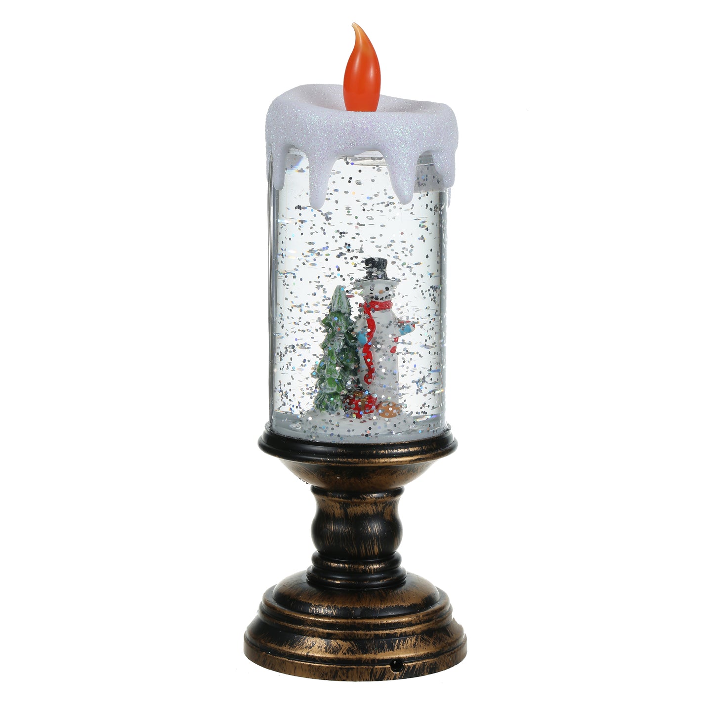 SINT Christmas Musical Snow Globe Candlestick Lantern with Snowman Scene for Christmas Decoration