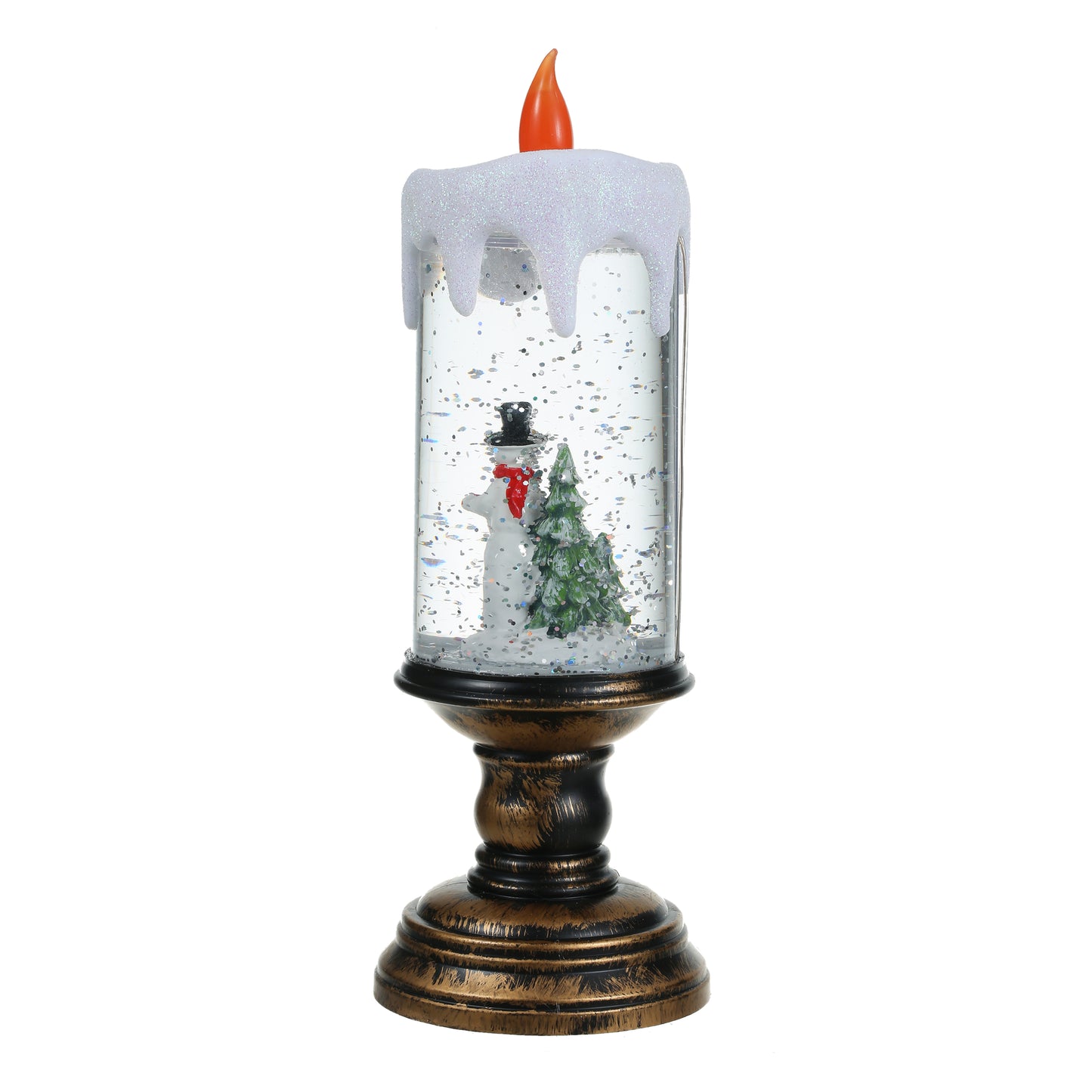 SINT Christmas Musical Snow Globe Candlestick Lantern with Snowman Scene for Christmas Decoration