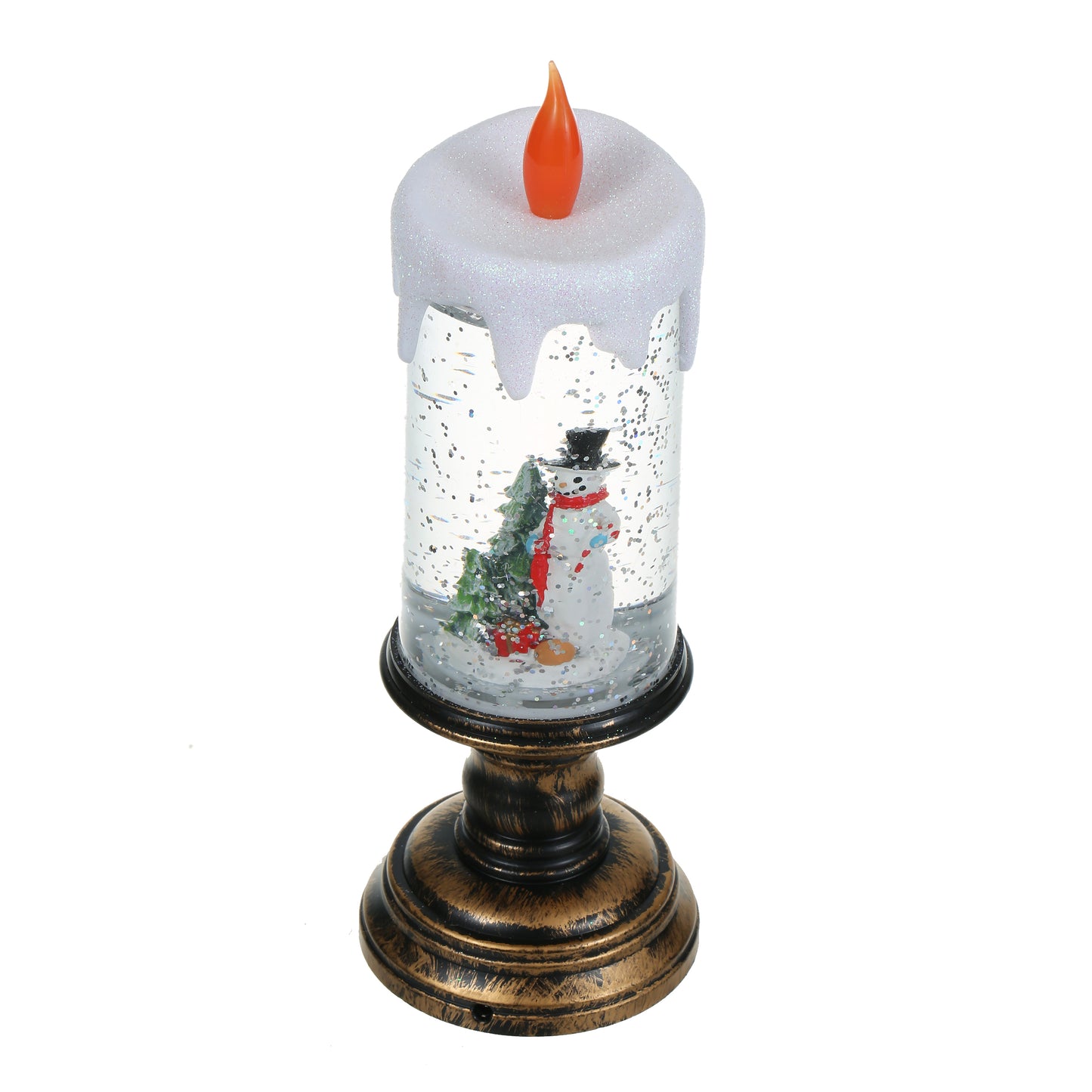 SINT Christmas Musical Snow Globe Candlestick Lantern with Snowman Scene for Christmas Decoration