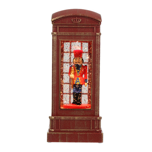 SINT Christmas Musical Phone Booth Snow Globe with King Scene for Christmas Decoration