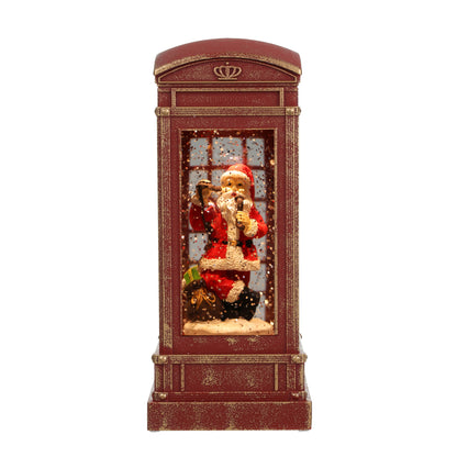 SINT Christmas Musical Phone Booth Snow Globe with Santa on Phone Scene for Christmas Decoration