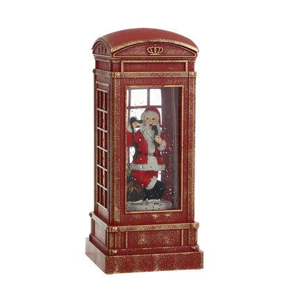 SINT Christmas Musical Phone Booth Snow Globe with Santa on Phone Scene for Christmas Decoration