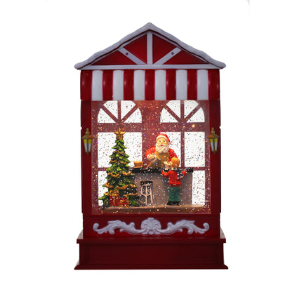 SINT Christmas Musical Coffee Shop Snow Globe with Santa Claus Scene for Christmas Decoration