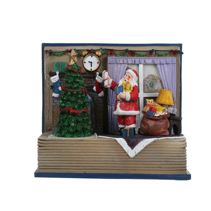 Santa Claus Lighted Battery Operated Musical Tabletop Christmas village Ornament for Home Christmas Decoration