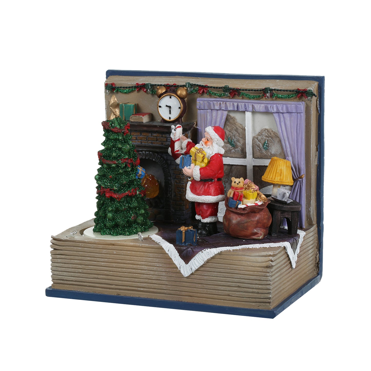 Santa Claus Lighted Battery Operated Musical Tabletop Christmas village Ornament for Home Christmas Decoration