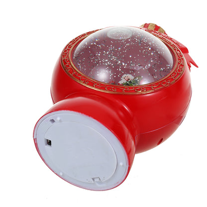 SINT Christmas Musical Red Round Snow Globe Lantern with Santa Claus Scene for Christmas Decoration