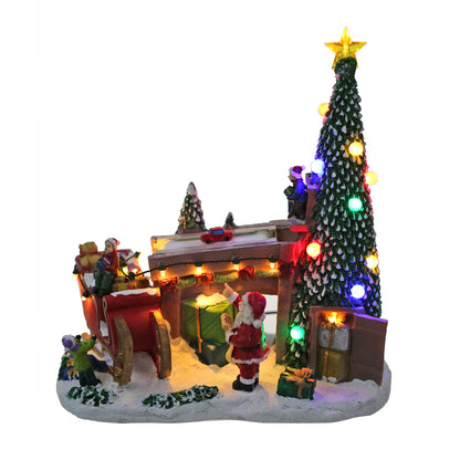 Santa Claus Lighted Battery Operated Musical Tabletop Christmas village Ornament for Home Christmas Decoration