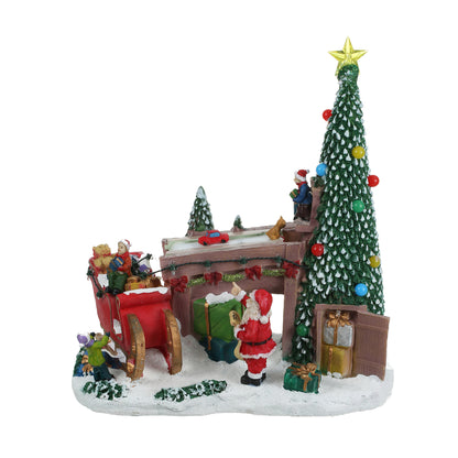 Santa Claus Lighted Battery Operated Musical Tabletop Christmas village Ornament for Home Christmas Decoration