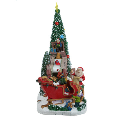 Santa Claus Lighted Battery Operated Musical Tabletop Christmas village Ornament for Home Christmas Decoration