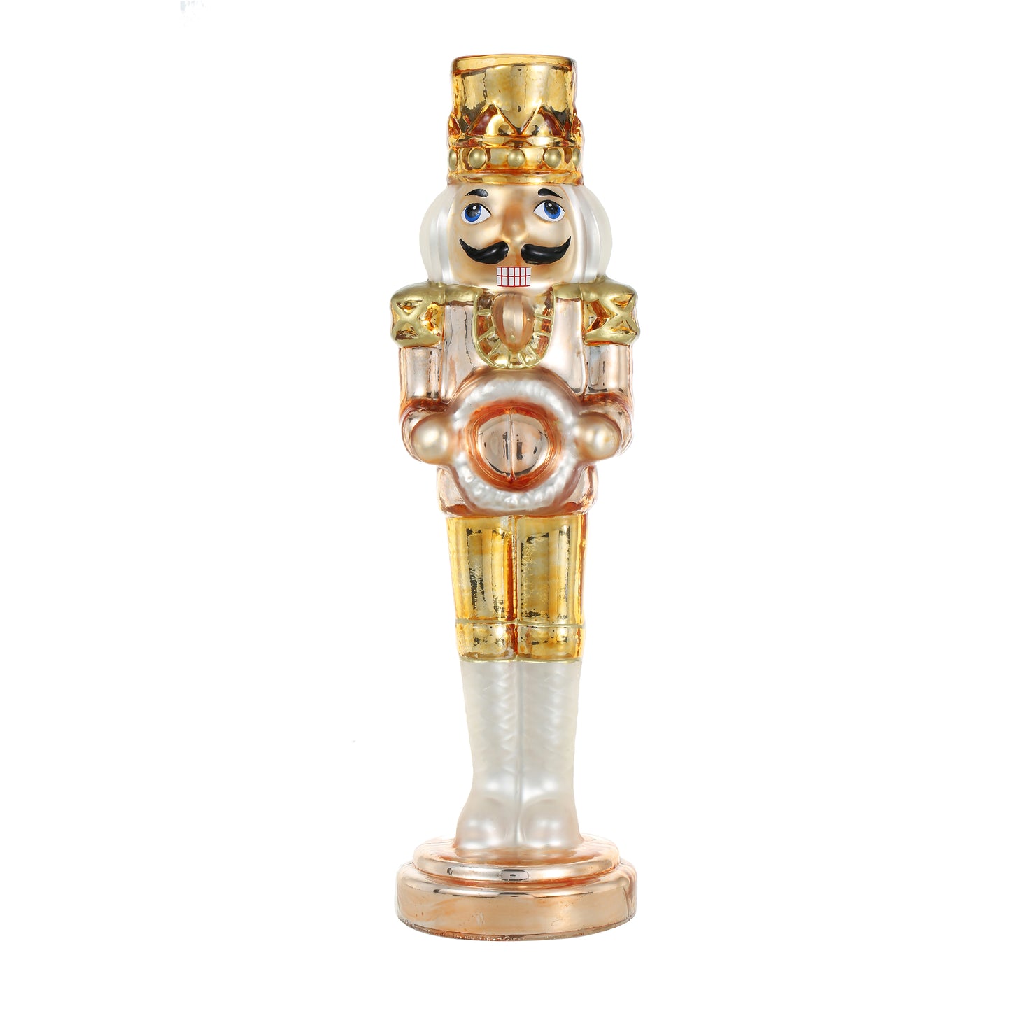 SINT Golden Color Glass Lightup Nutcrackers Figurine Ornaments for Christmas Decoration