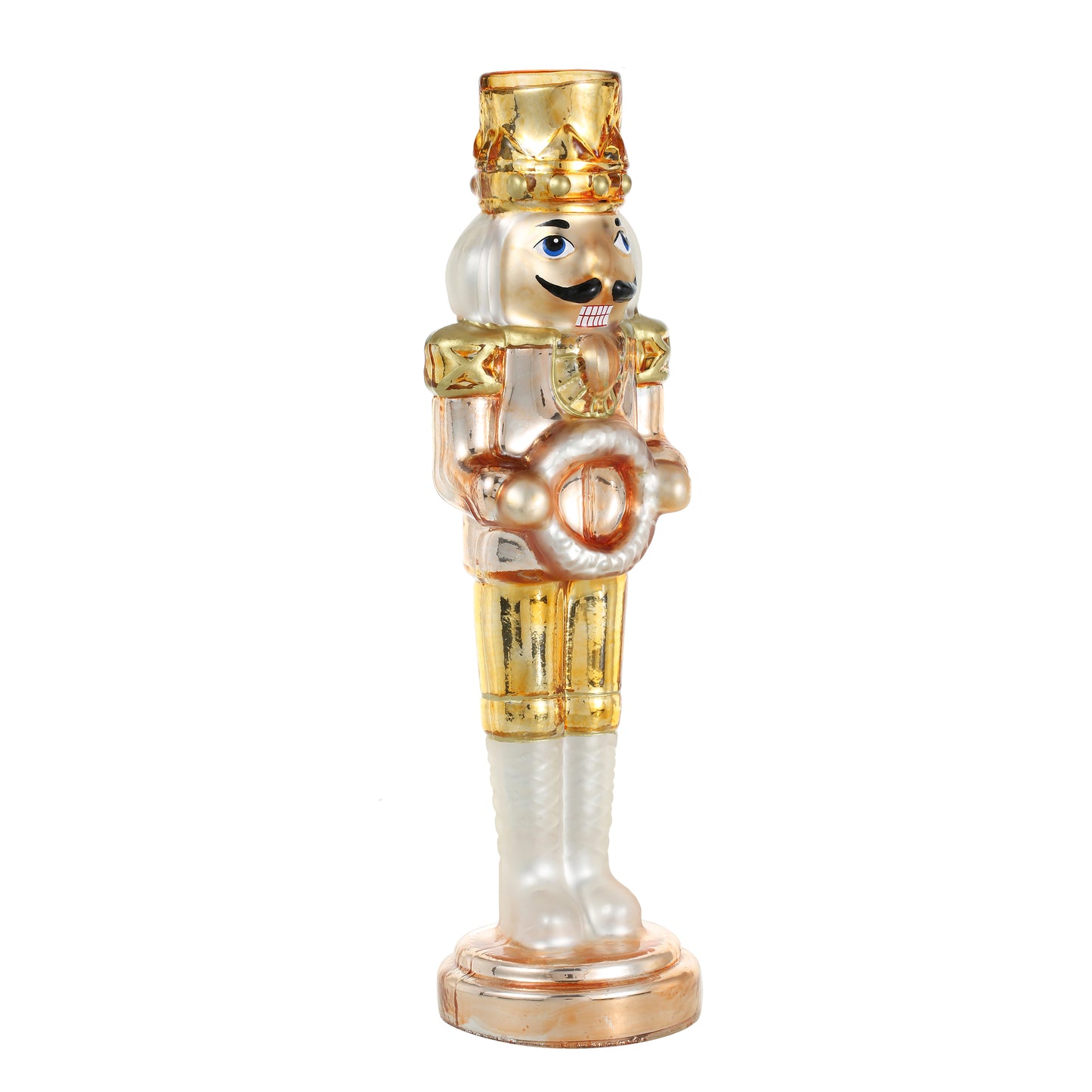 SINT Golden Color Glass Lightup Nutcrackers Figurine Ornaments for Christmas Decoration