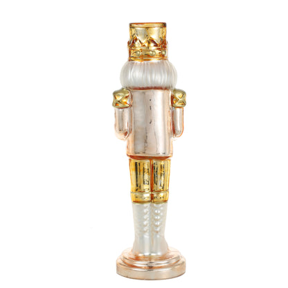 SINT Golden Color Glass Lightup Nutcrackers Figurine Ornaments for Christmas Decoration