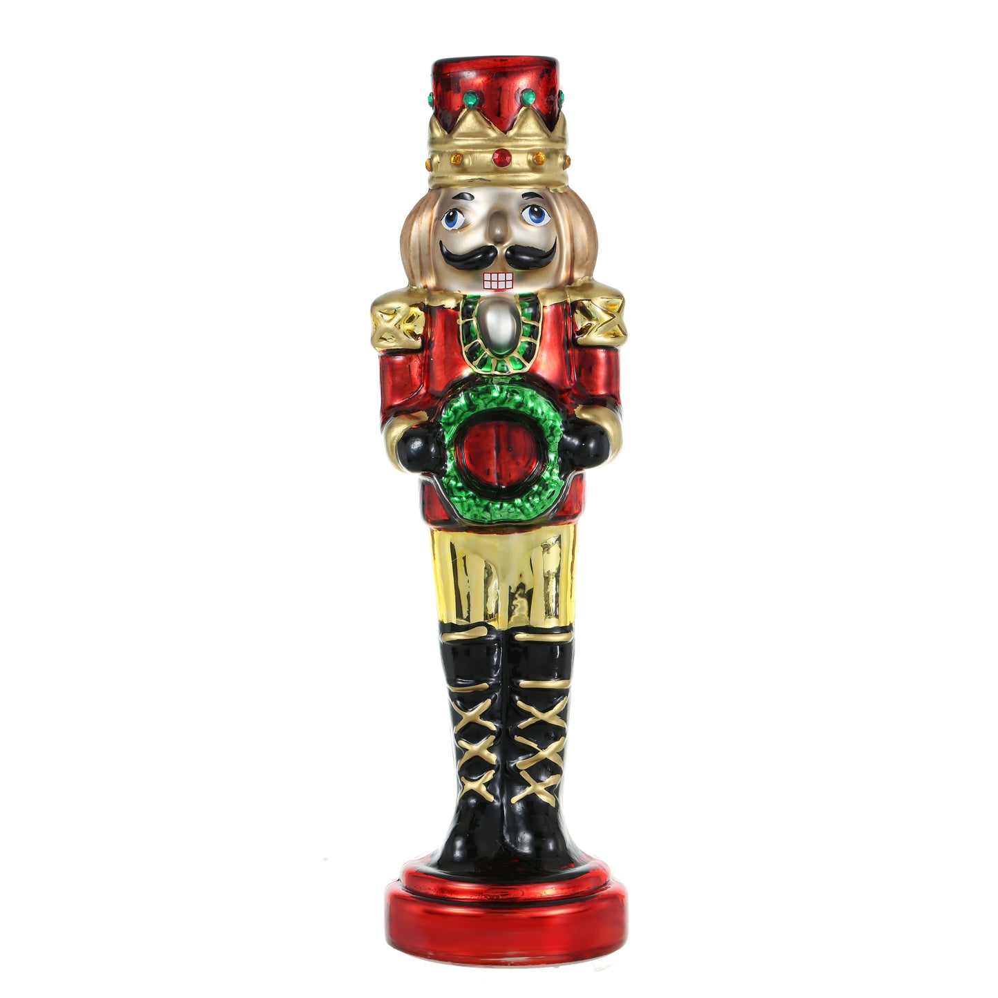 SINT Red Color Glass Lightup Nutcrackers Figurine Ornaments for Christmas Decoration