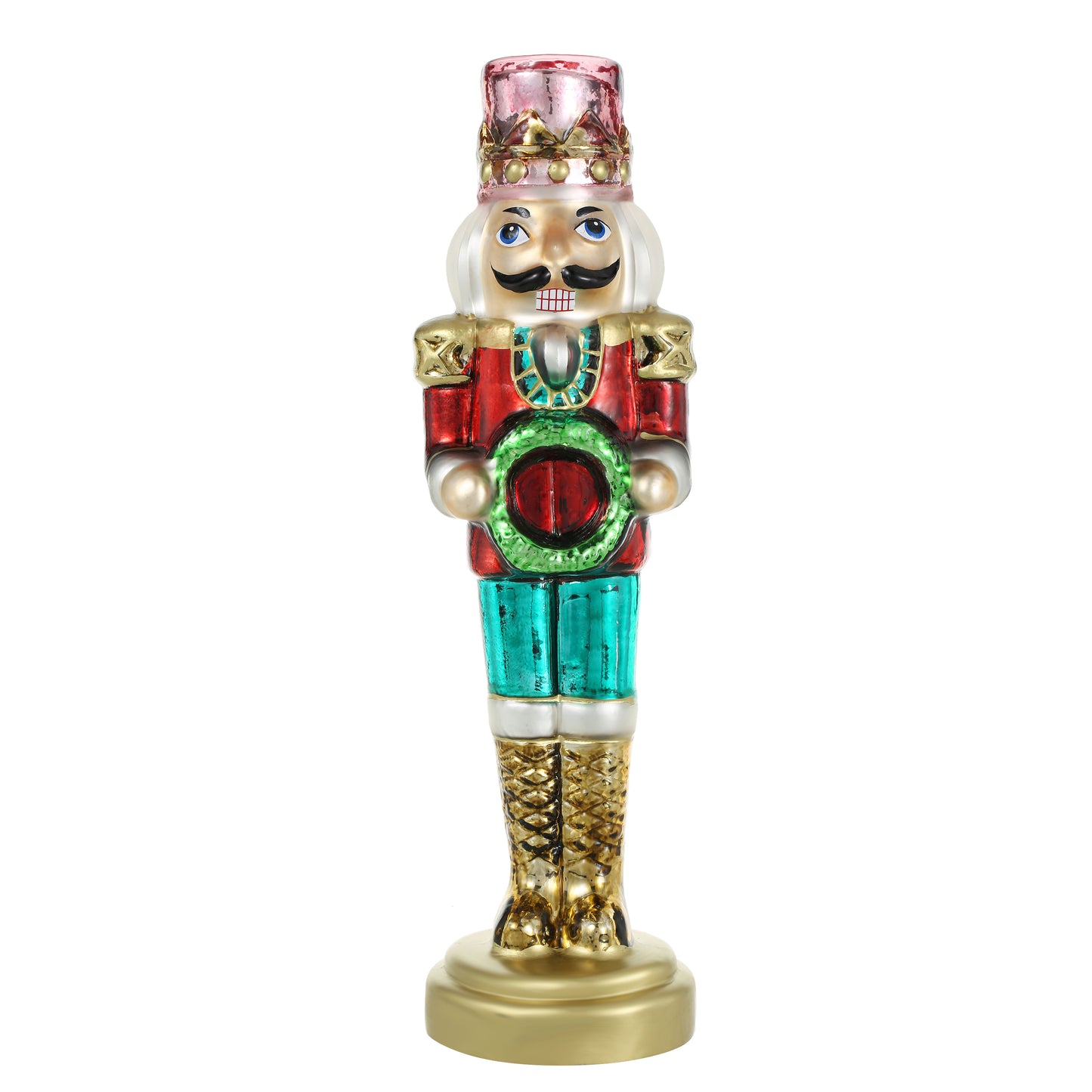 SINT Green Color Glass Lightup Nutcrackers Figurine Ornaments Christmas Decoration