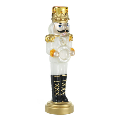 SINT White Color Glass Lightup Nutcrackers Figurine Ornaments for Christmas Decoration