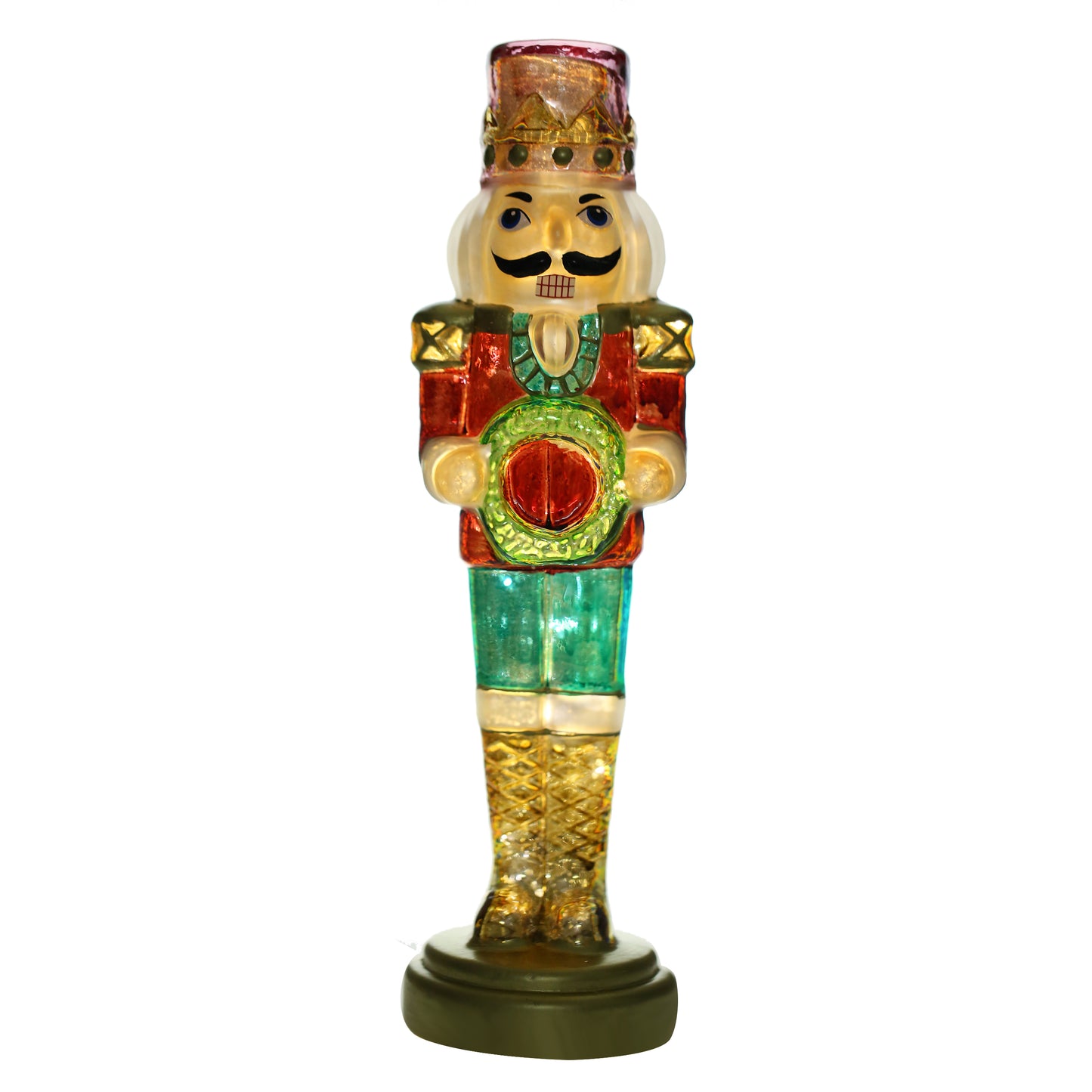 SINT Green Color Glass Lightup Nutcrackers Figurine Ornaments Christmas Decoration