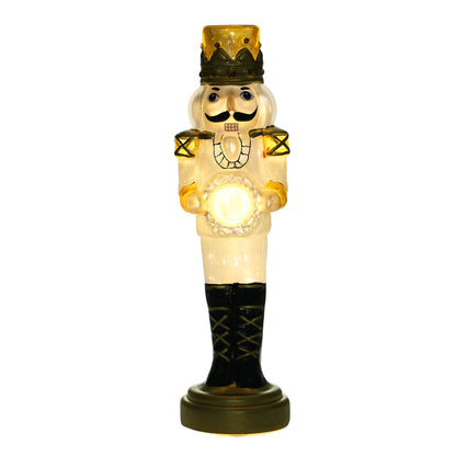 SINT White Color Glass Lightup Nutcrackers Figurine Ornaments for Christmas Decoration