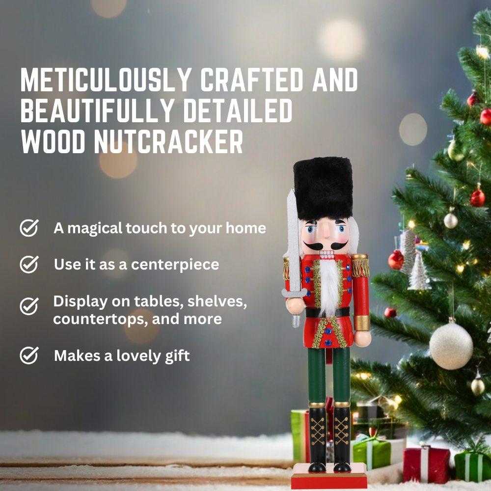 SINT 15 Inch Traditional Wooden Nutcracker for Christmas Decorations