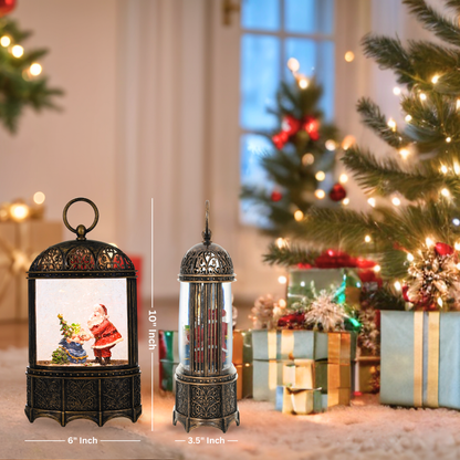 SINT Christmas Vintage Snow Globe Lantern (Santa Claus with Teddy and Gift)