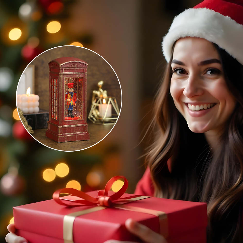 SINT Christmas Musical Phone Booth Snow Globe for Christmas Decoration