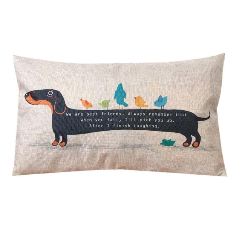 Sausage Dog Color Printing Cotton And Linen Cushion Case