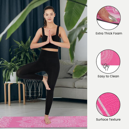 Premium 6mm Print Reversible Yoga Mat- Mandala Bloom