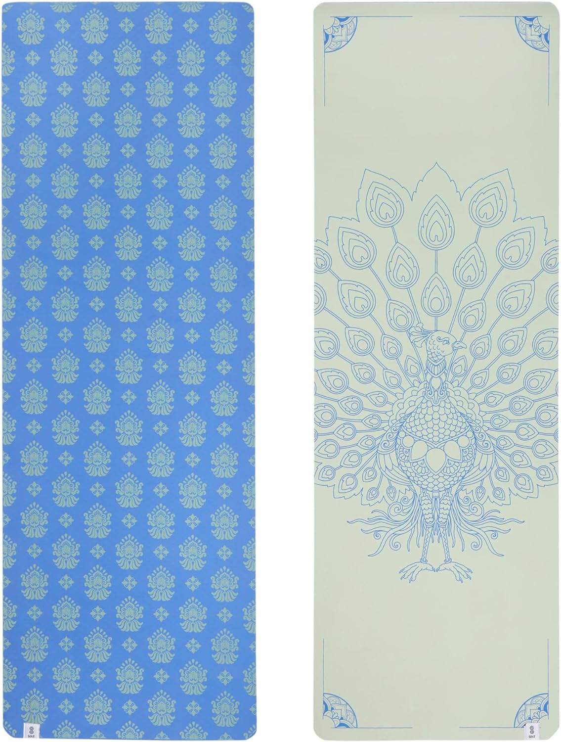 Premium 6mm Print Reversible Yoga Mat- Blue Peacock
