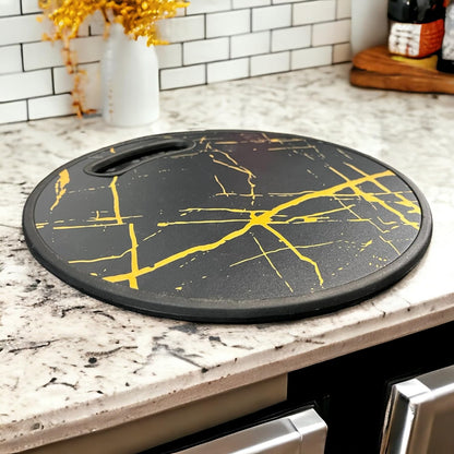Round Cutting Board| Black & Yellow