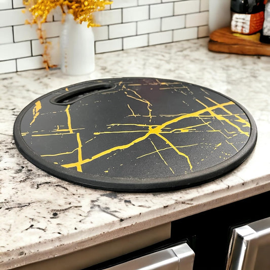 Round Cutting Board | Black & Yellow