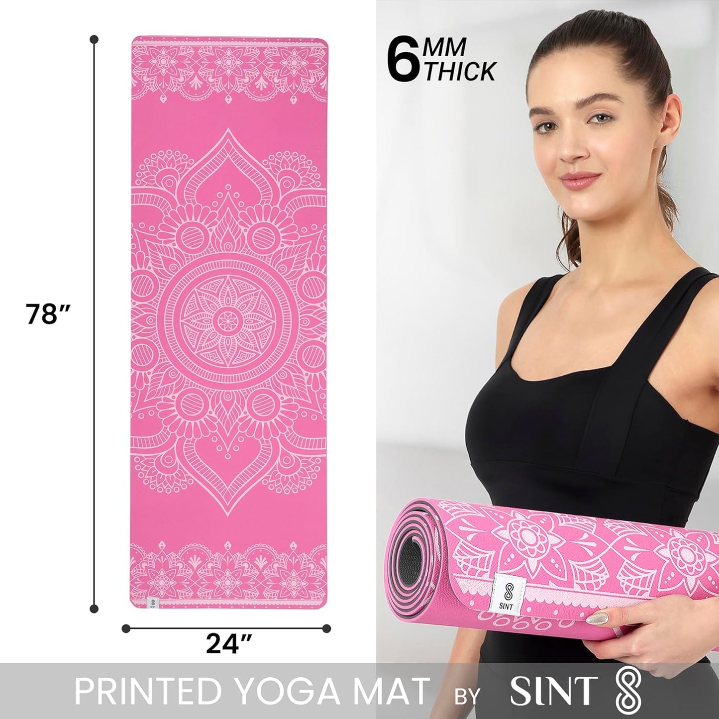 Premium 6mm Print Reversible Yoga Mat- Mandala Bloom