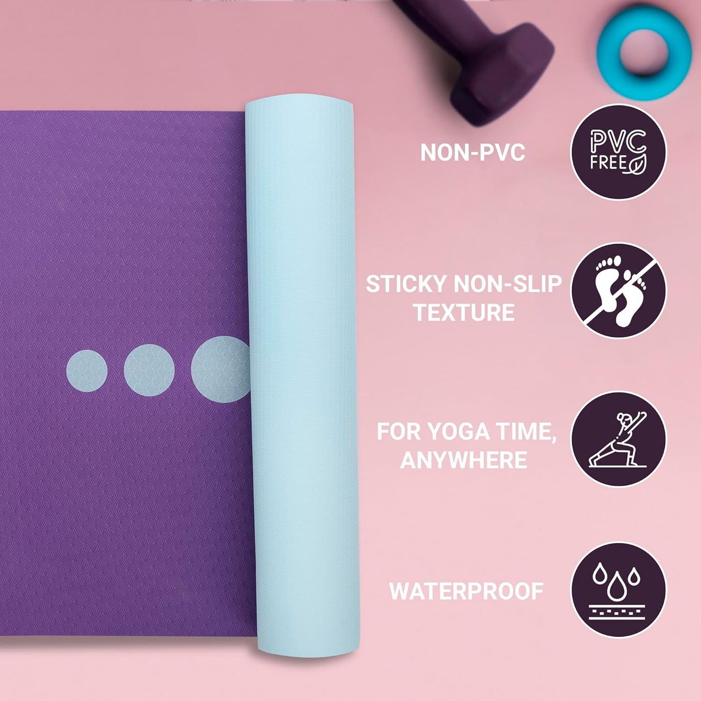 Premium 6mm Print Reversible Yoga Mat- Amethyst Lotus