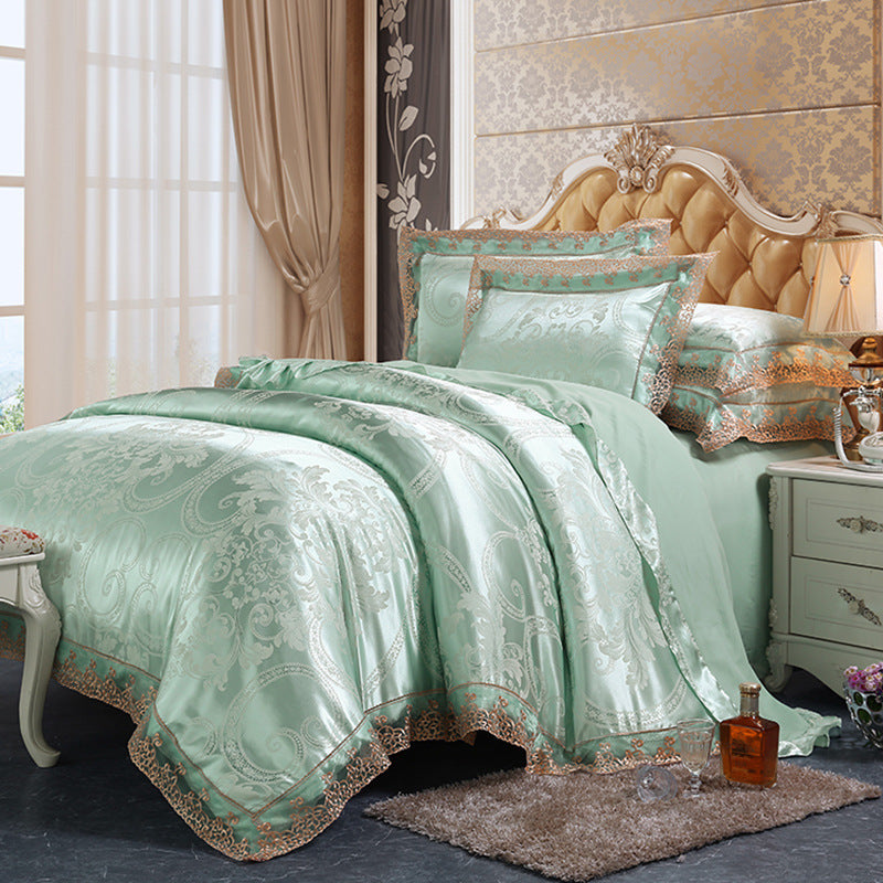 Four-piece Set Of Satin Jacquard Lace, High-end Luxury Home Textiles, Bedding