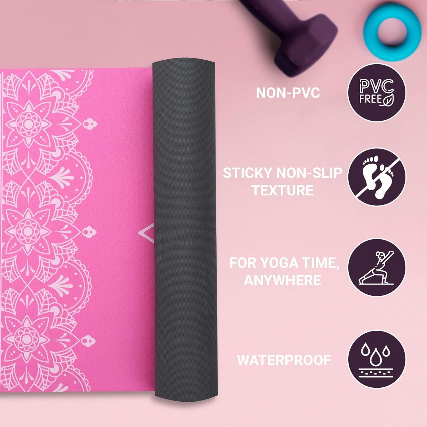 Premium 6mm Print Reversible Yoga Mat- Mandala Bloom