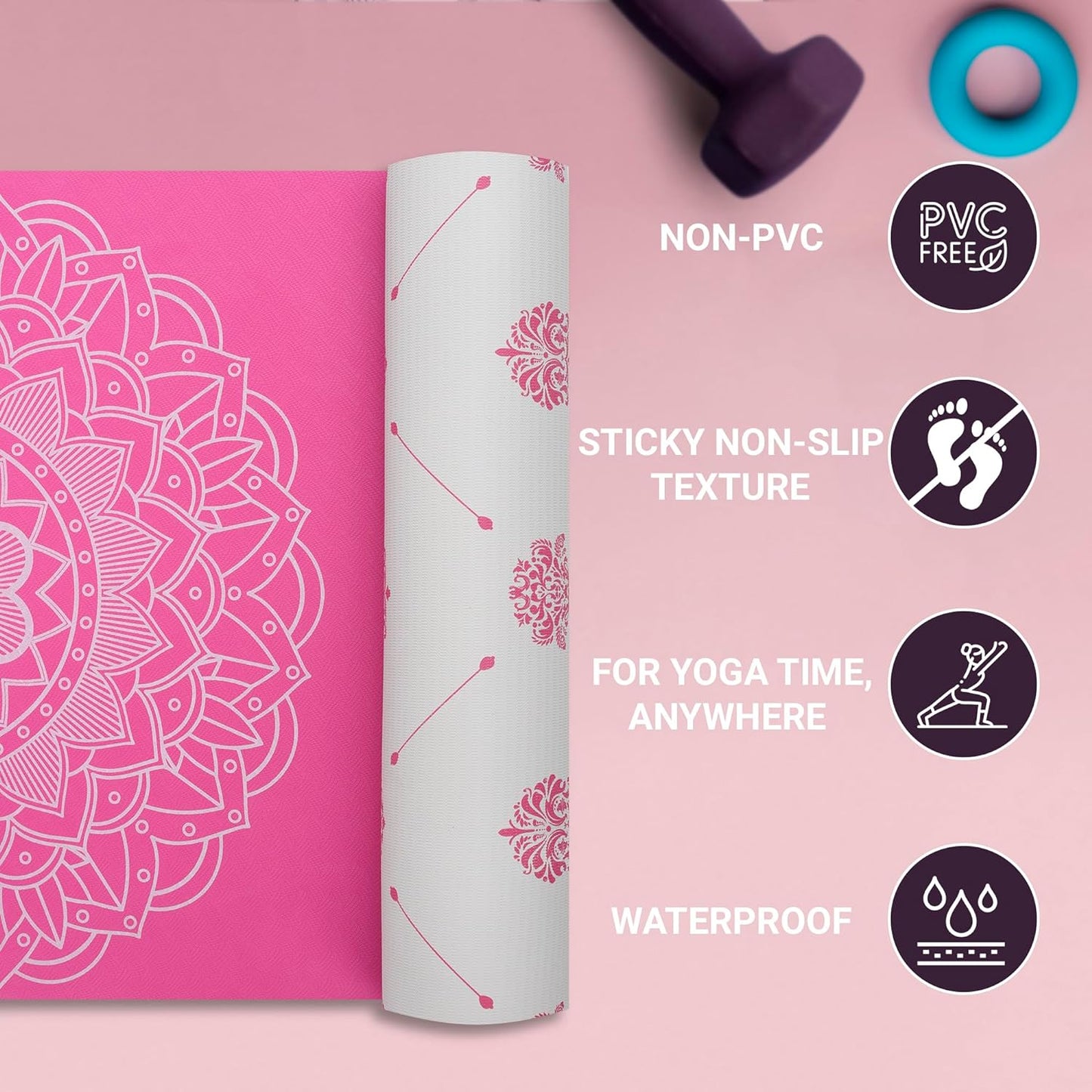 Premium 6mm Print Reversible Yoga Mat- Chakra Blush