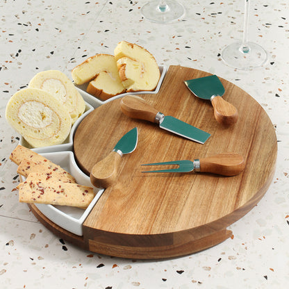 Kitchen Ceramic Knife, Fork And Cheese Board Set