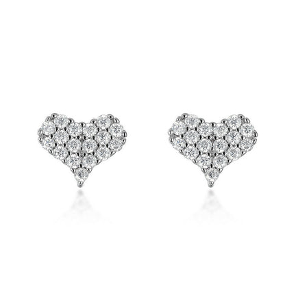 Heart Full Inlaid Bright Moissanite Stud Earrings S925 Silver