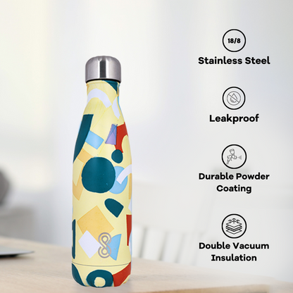 Modern Art Water Bottle 17 Oz | 500 ML | Yellow