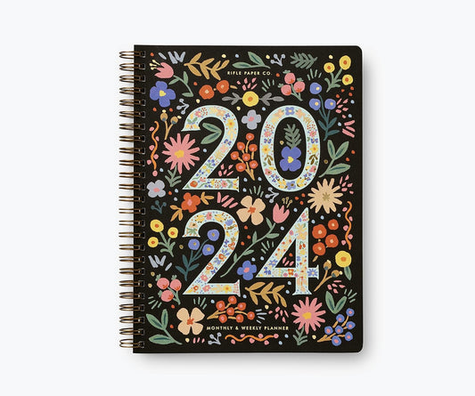 RIFLE PAPER CO. 2024 Flores 12-Month Softcover Spiral Planner