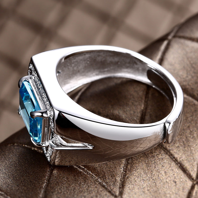 S925 Silver Inlaid Zircon Men's Ring