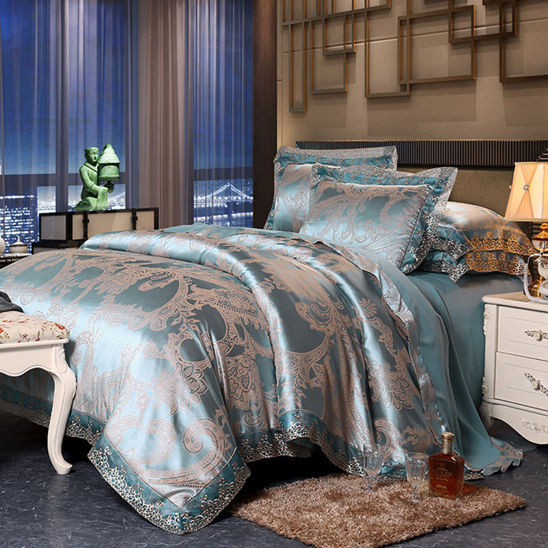 Four-piece Set Of Satin Jacquard Lace, High-end Luxury Home Textiles, Bedding