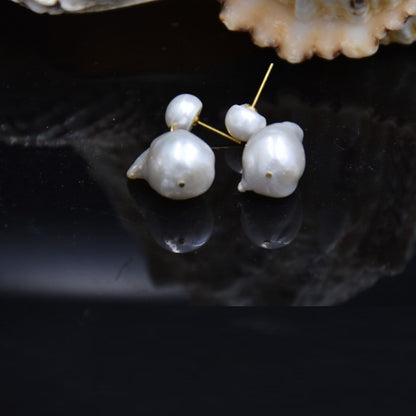 Exaggerated Baroque Tail Bead Stud Earrings
