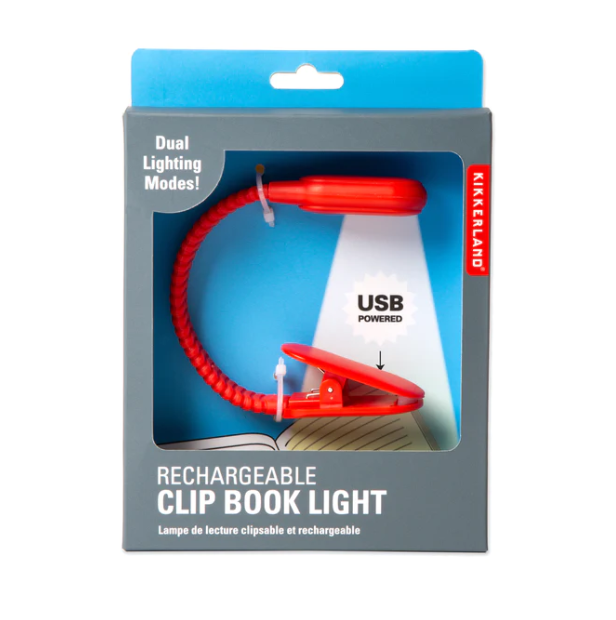 Rechargeable Clip Book Light Red