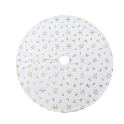 SINT 48 Inch Large White Chritsmas Tree Skirt with Gold Snowflake