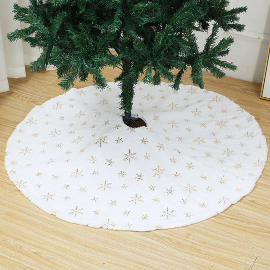 SINT 48 Inch Large White Chritsmas Tree Skirt with Gold Snowflake