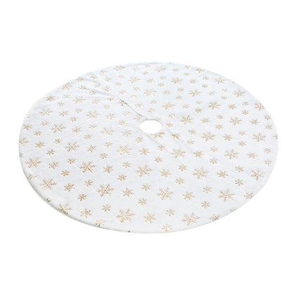 SINT 48 Inch Large White Chritsmas Tree Skirt with Gold Snowflake