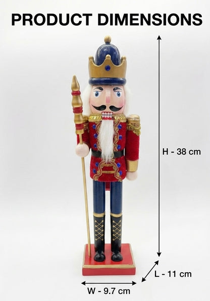 Wooden Nutcracker Soldier Figure Classic Christmas Tabletop Decoration for Shelves Countertops Mantels and Holiday Home Display